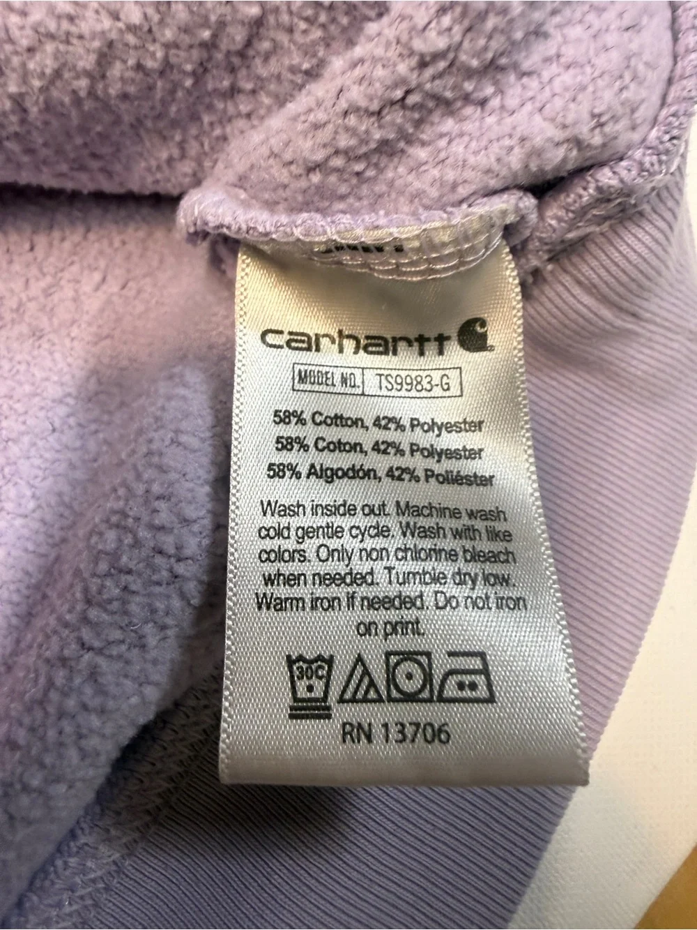 Carhartt Kids Lavender Pullover Hoodie with Sleeve Logo